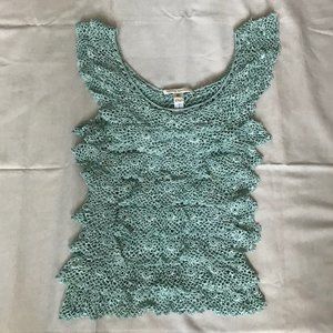 BR Blue Crochet Sleeveless Top